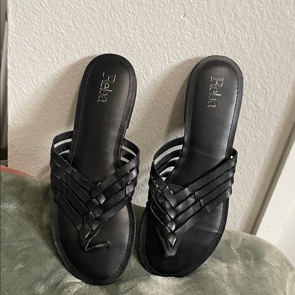 Reba Elegant Black Woven Sandals